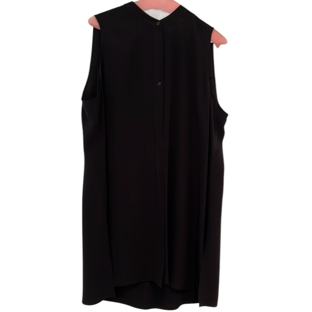 NWOT Eileen Fisher long line mandarin collar blouse in black. Full length…
